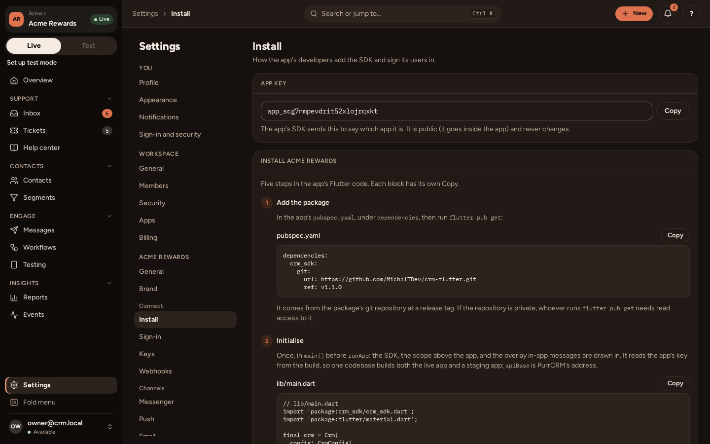 The Install tab