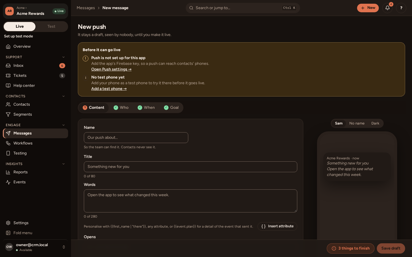 A new push in the editor