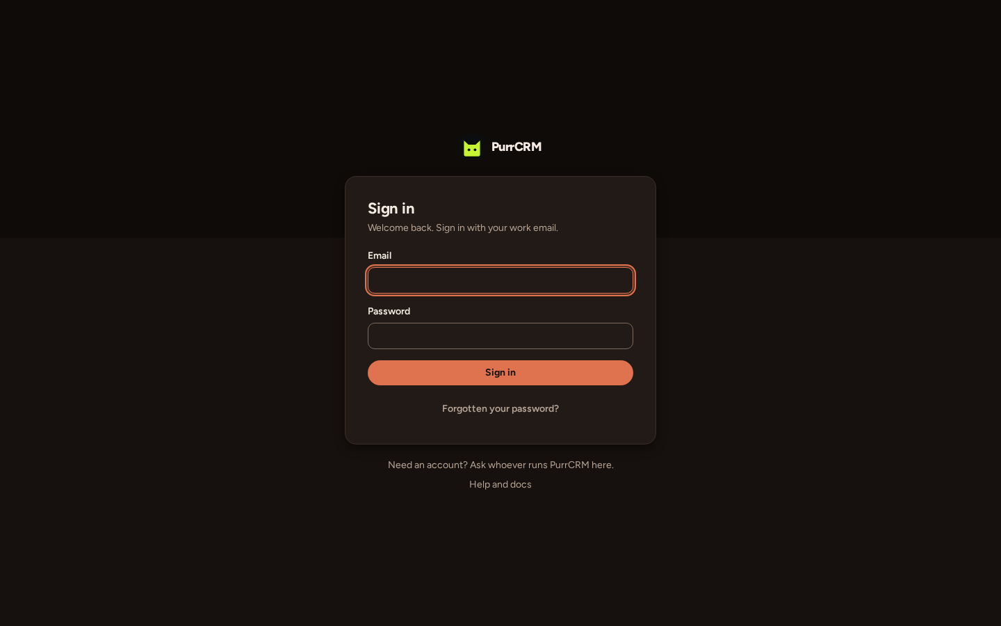 The sign-in page