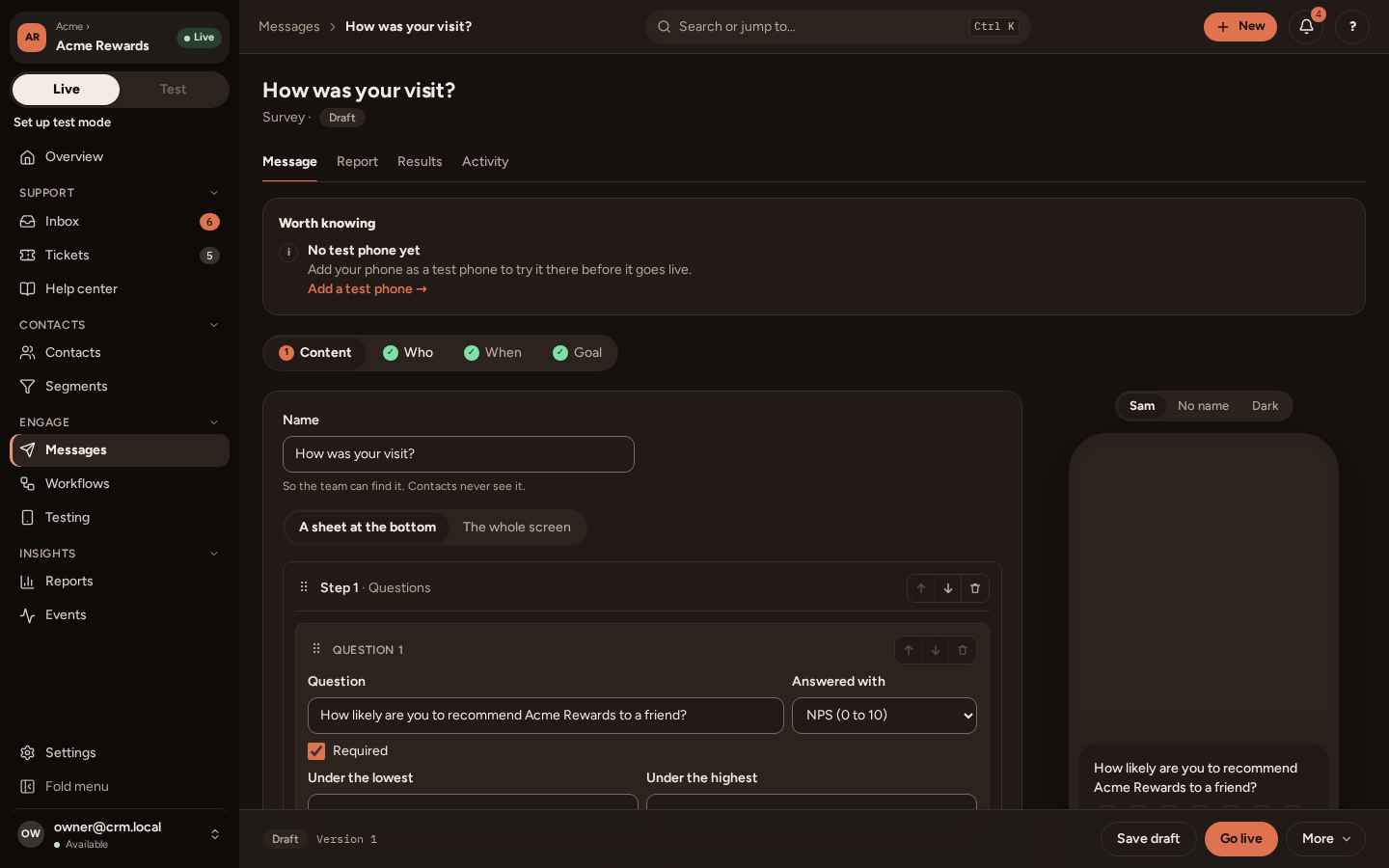 A survey in the editor